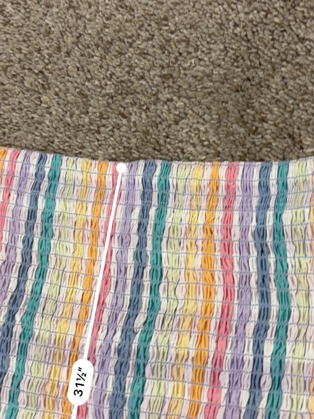 New J. Crew Re-Imagined Pastel Rainbow Striped Smocked Mermaid Midi Skirt size 0
